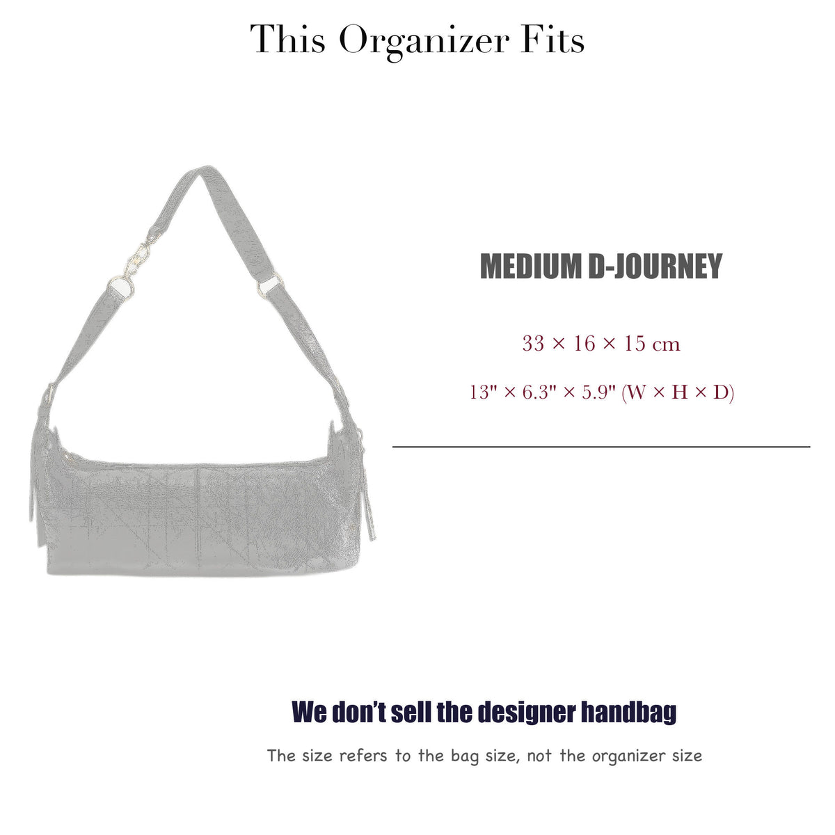 Bag Insert for (Dior, Medium D-Journey) Organizer of Silk Fabric