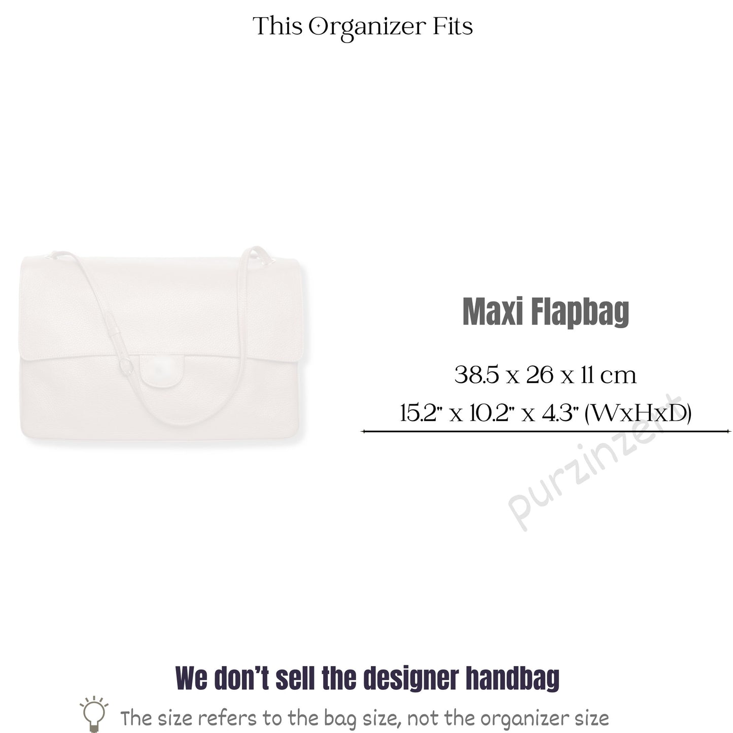 Bag Insert for (Chanel, Maxi Flapbag 38cm) Organizer of Felt Fabric