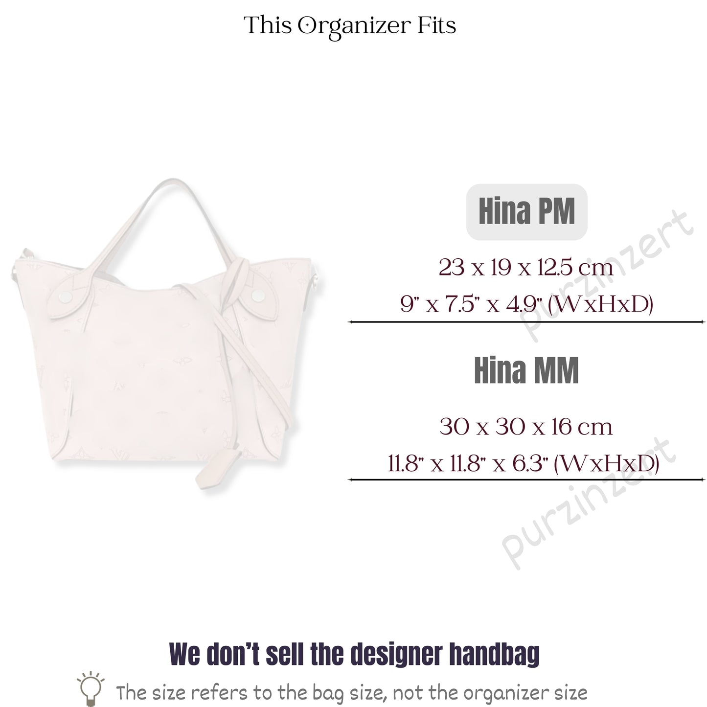 Bag Insert for (LV, Hina PM (Small)) Organizer of Felt Fabric