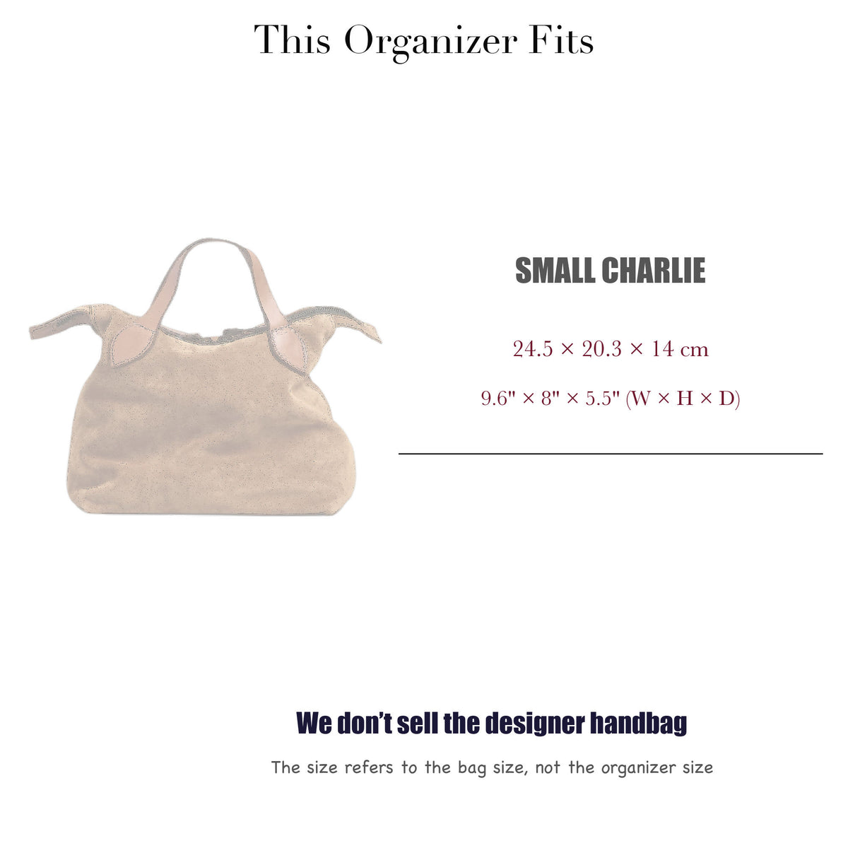 Bag Insert for (Parker Thatch, Small Charlie) Organizer of Felt Fabric