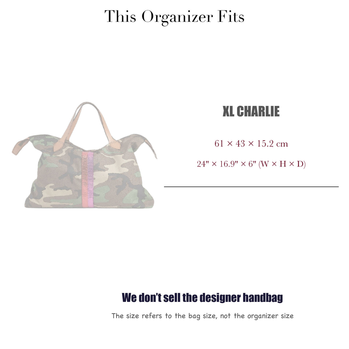 Bag Insert for (Parker Thatch, XL Charlie) Organizer of Silk Fabric