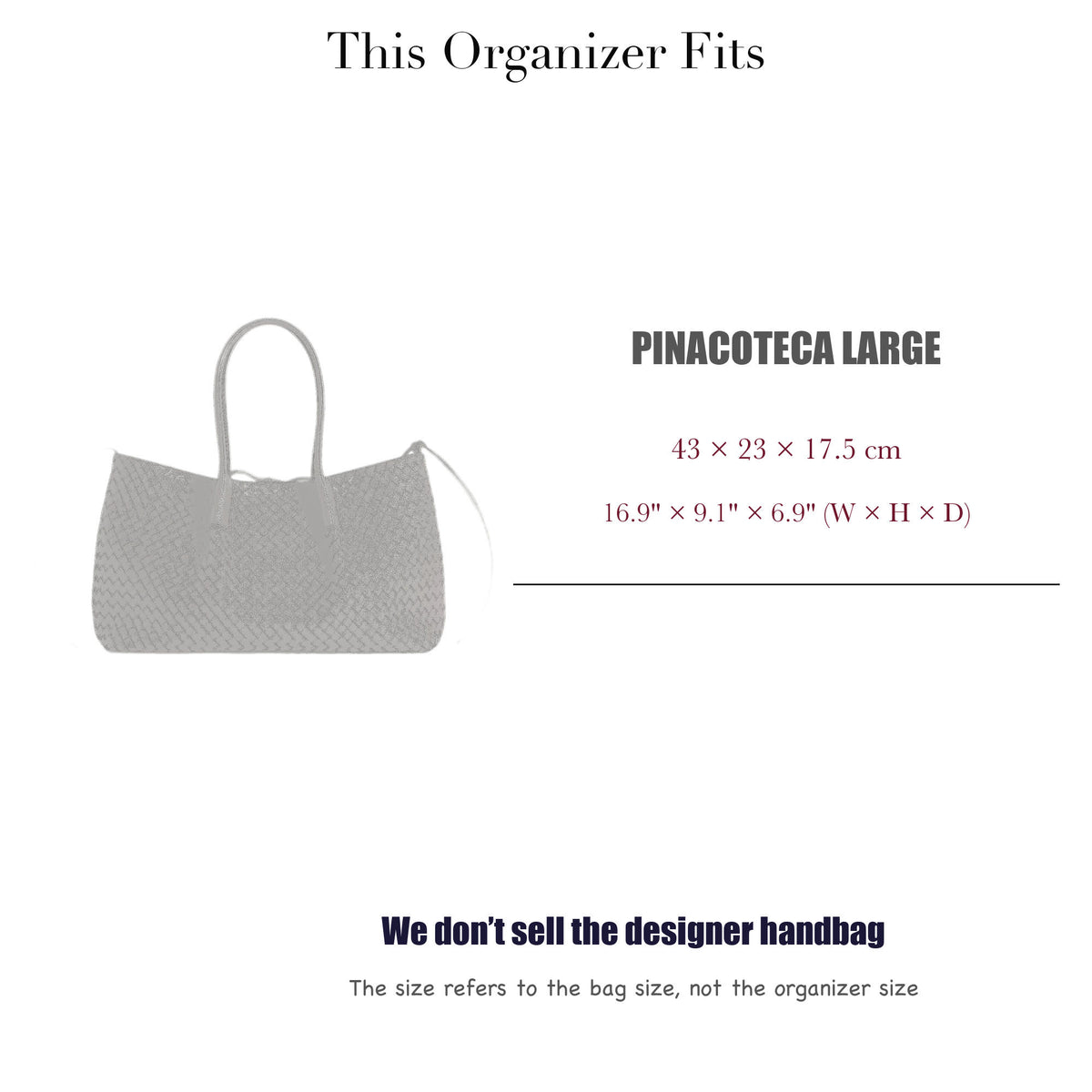 Bag Insert for (Bottega Veneta, Pinacoteca Large) Organizer of Silk Fabric