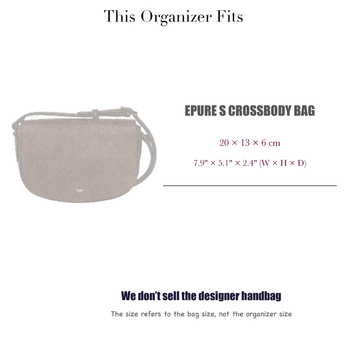 Bag Insert for (Longchamp, Epure S Crossbody bag) Organizer of Nylon Fabric
