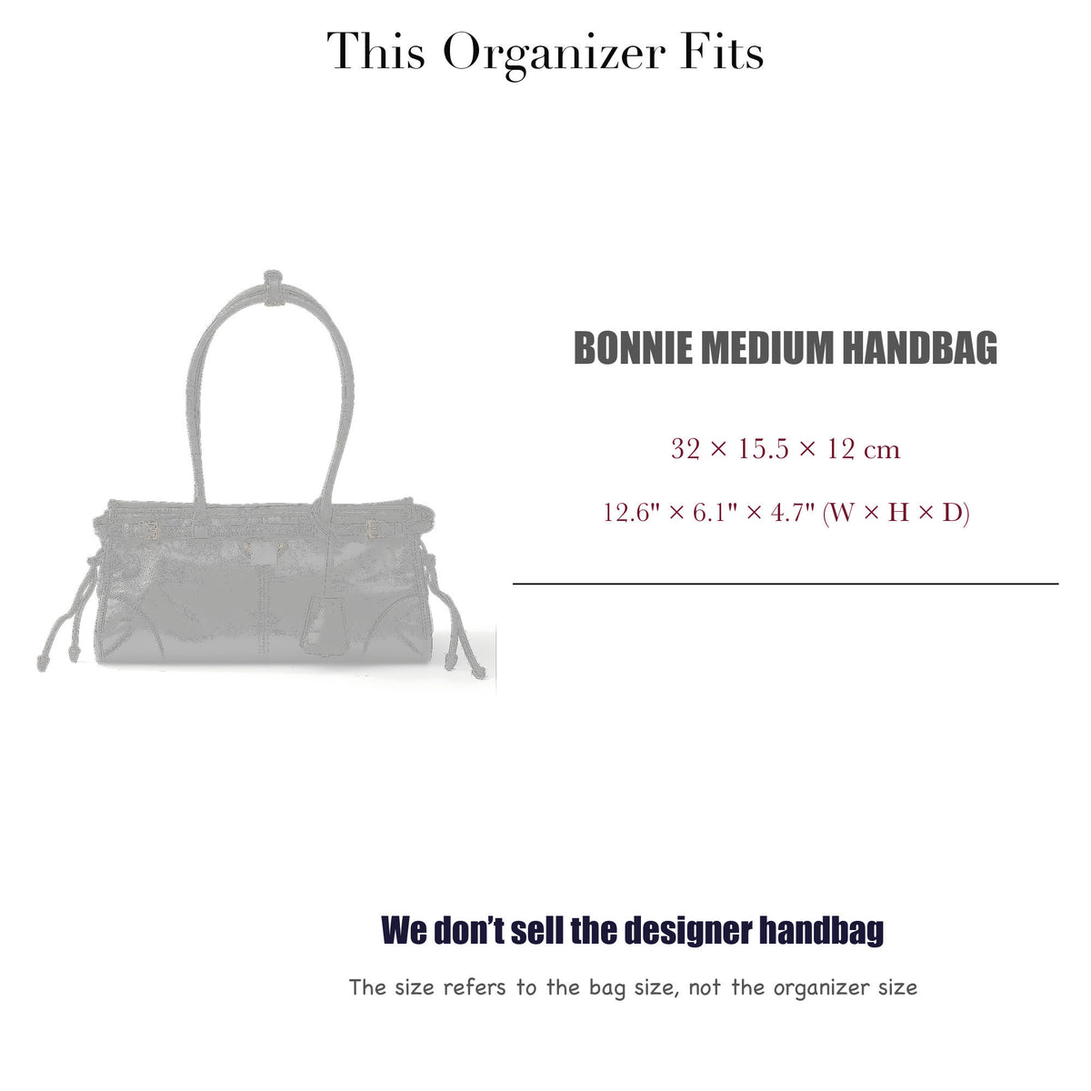 Bag Insert for (Prada, Bonnie medium handbag) Organizer of Felt Fabric