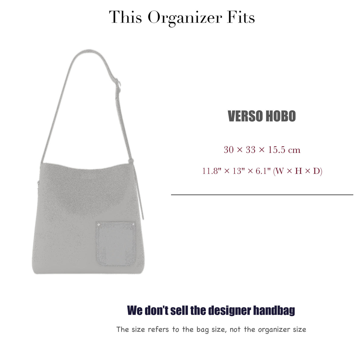 Bag Insert for (LV, Verso Hobo) Organizer of Silk Fabric