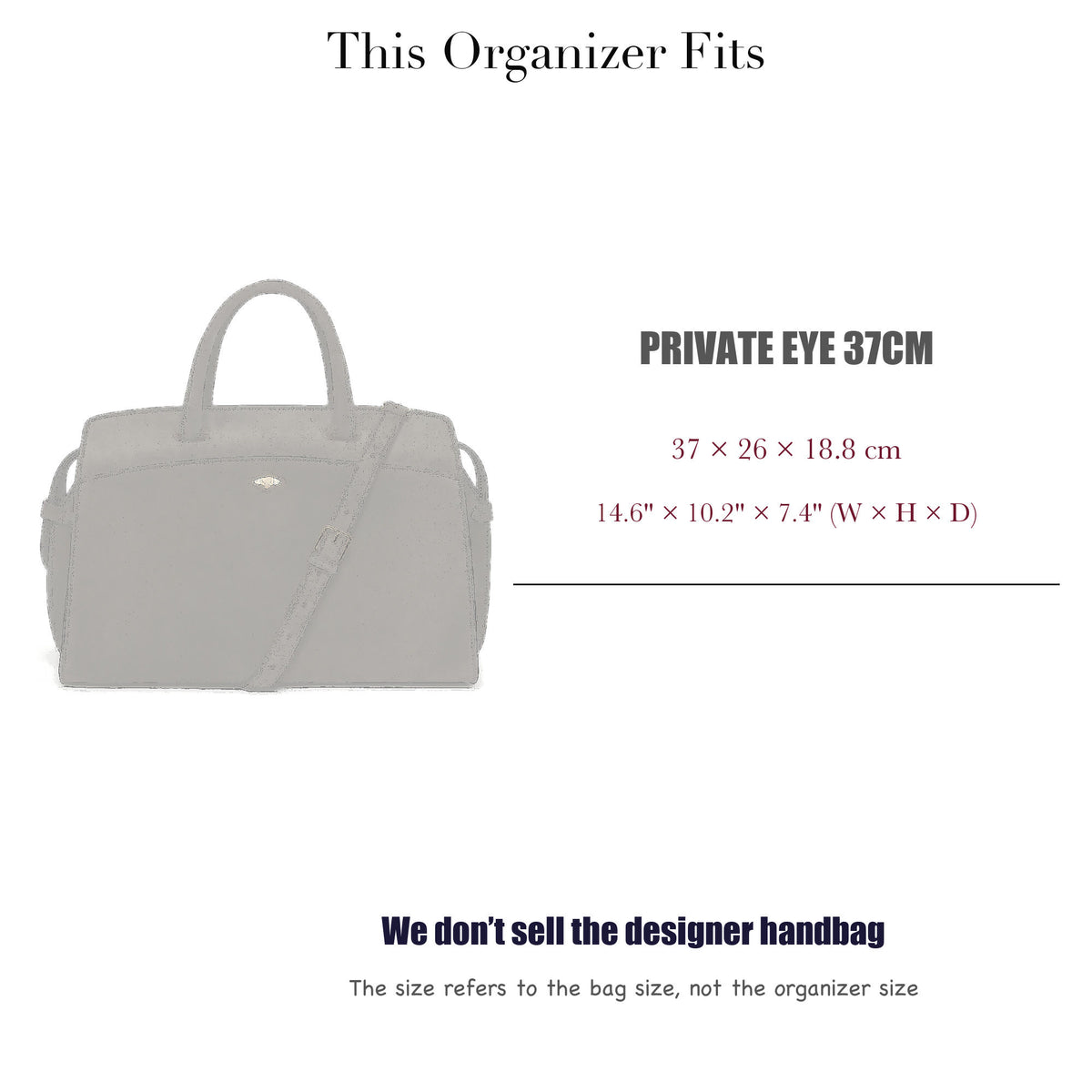 Bag Insert for (Metier, Private Eye 37cm) Organizer of Silk Fabric