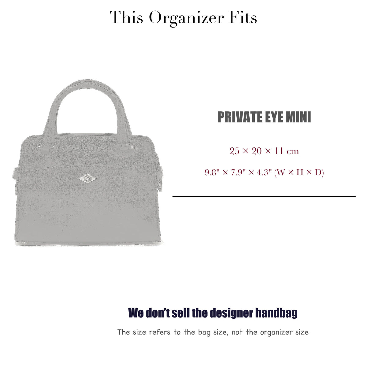 Bag Insert for (Metier, Private Eye Mini) Organizer of Silk Fabric