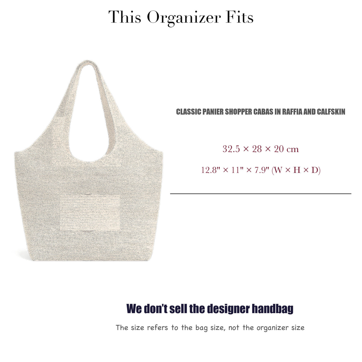 Bag Insert for (Celine, Classic Panier Shopper Cabas IN RAFFIA AND CALFSKIN) Organizer of Felt Fabric