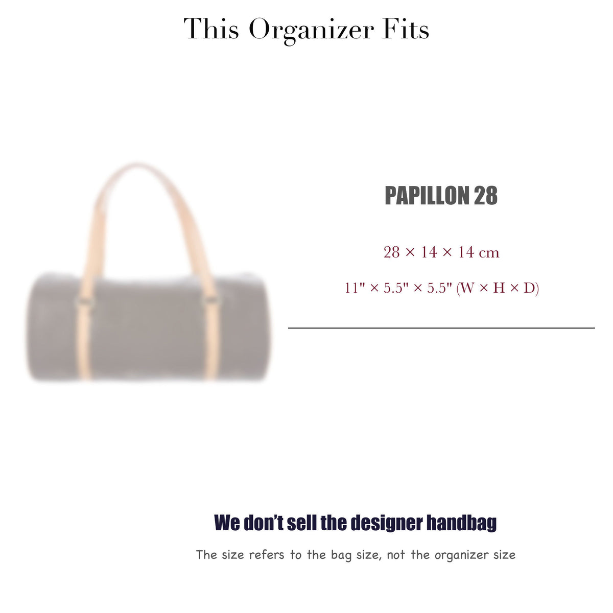 Bag Insert for (LV, Papillon 28) Organizer of Silk Fabric
