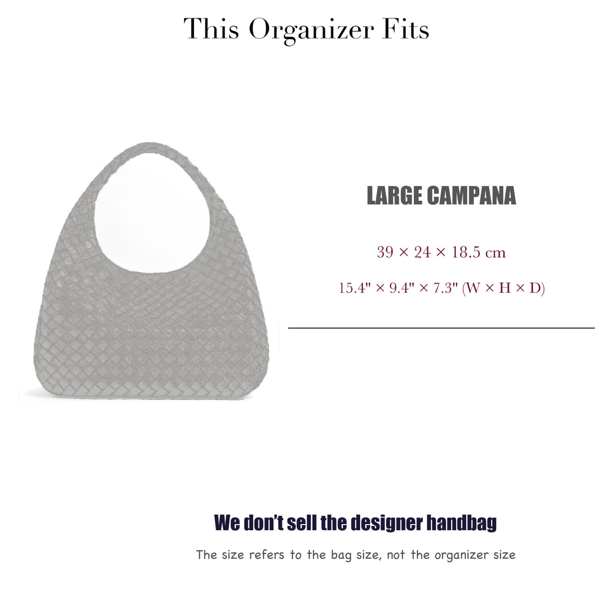 Bag Insert for (Bottega Veneta, Large Campana) Organizer of Silk Fabric