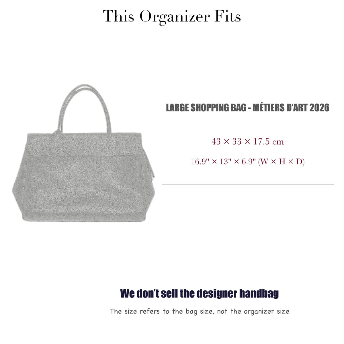 Bag Insert for (Chanel, Large Shopping Bag - Métiers d’art 2026) Organizer of Silk Fabric