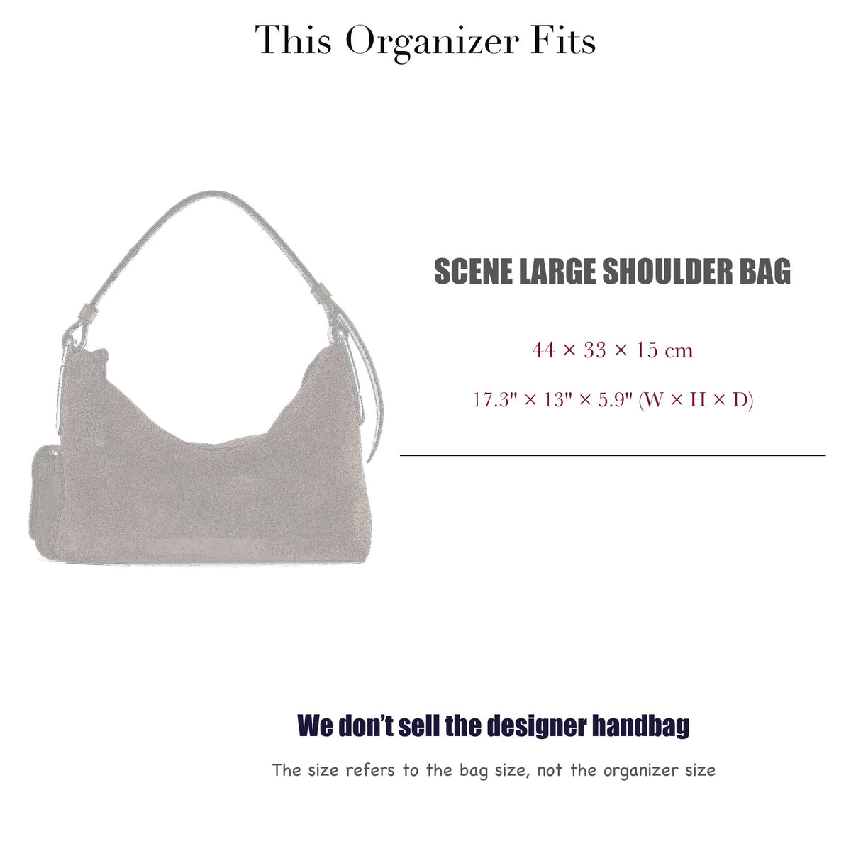 Bag Insert for (Marc Jacobs, Scene Large Shoulder Bag) Organizer of Nylon Fabric