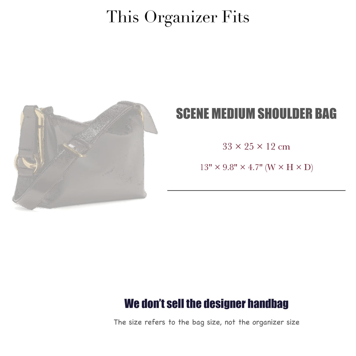Bag Insert for (Marc Jacobs, Scene Medium Shoulder Bag) Organizer of Silk Fabric