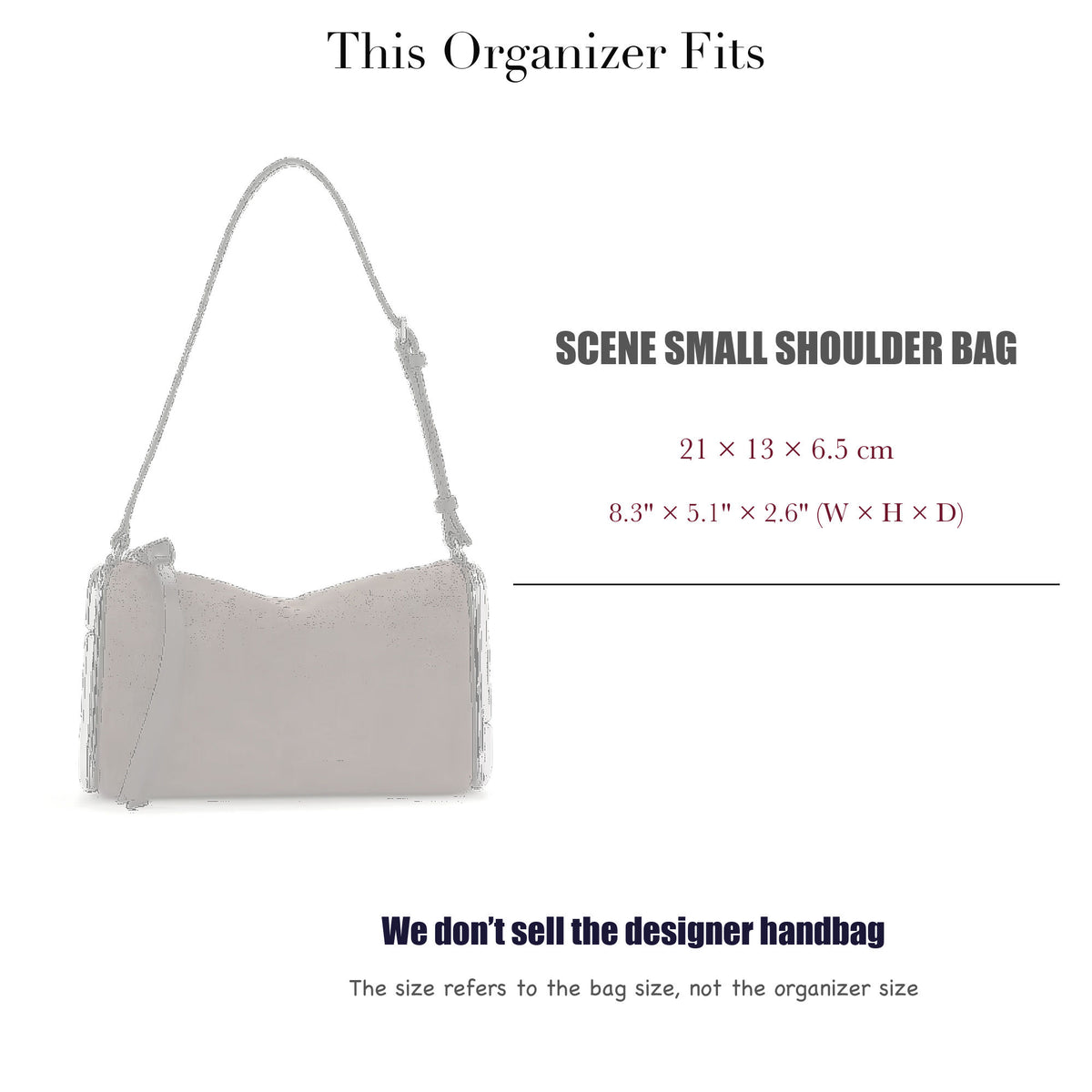 Bag Insert for (Marc Jacobs, Scene Small Shoulder Bag) Organizer of Felt Fabric