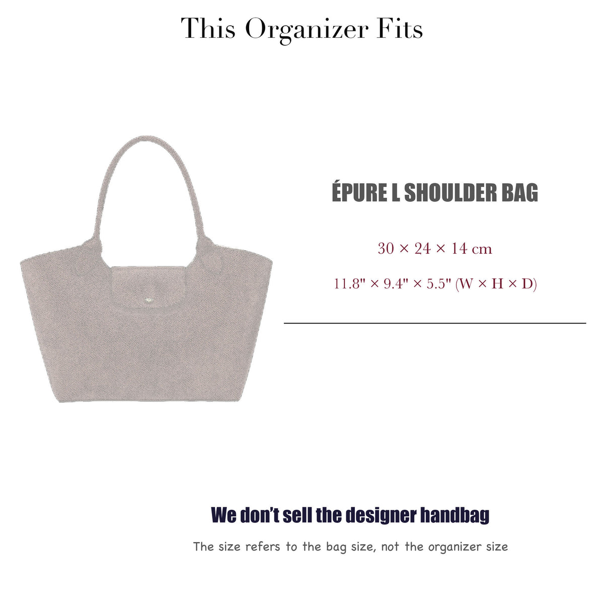 Bag Insert for (Longchamp, Épure L Shoulder bag) Organizer of Silk Fabric