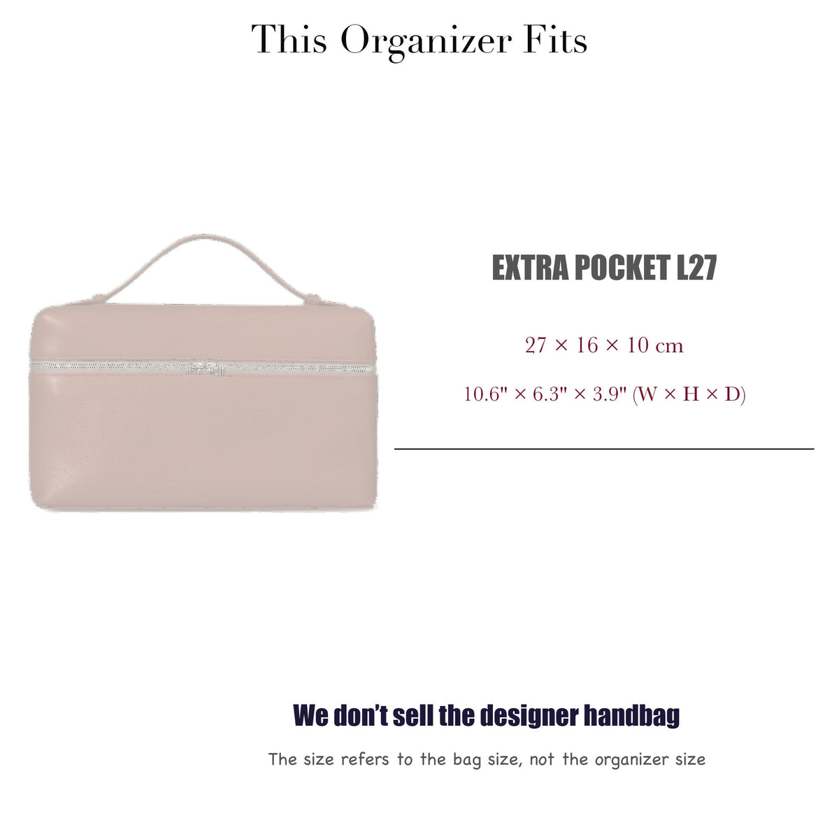 Bag Insert for (Loro Piana, Extra Pocket L27) Organizer of Silk Fabric