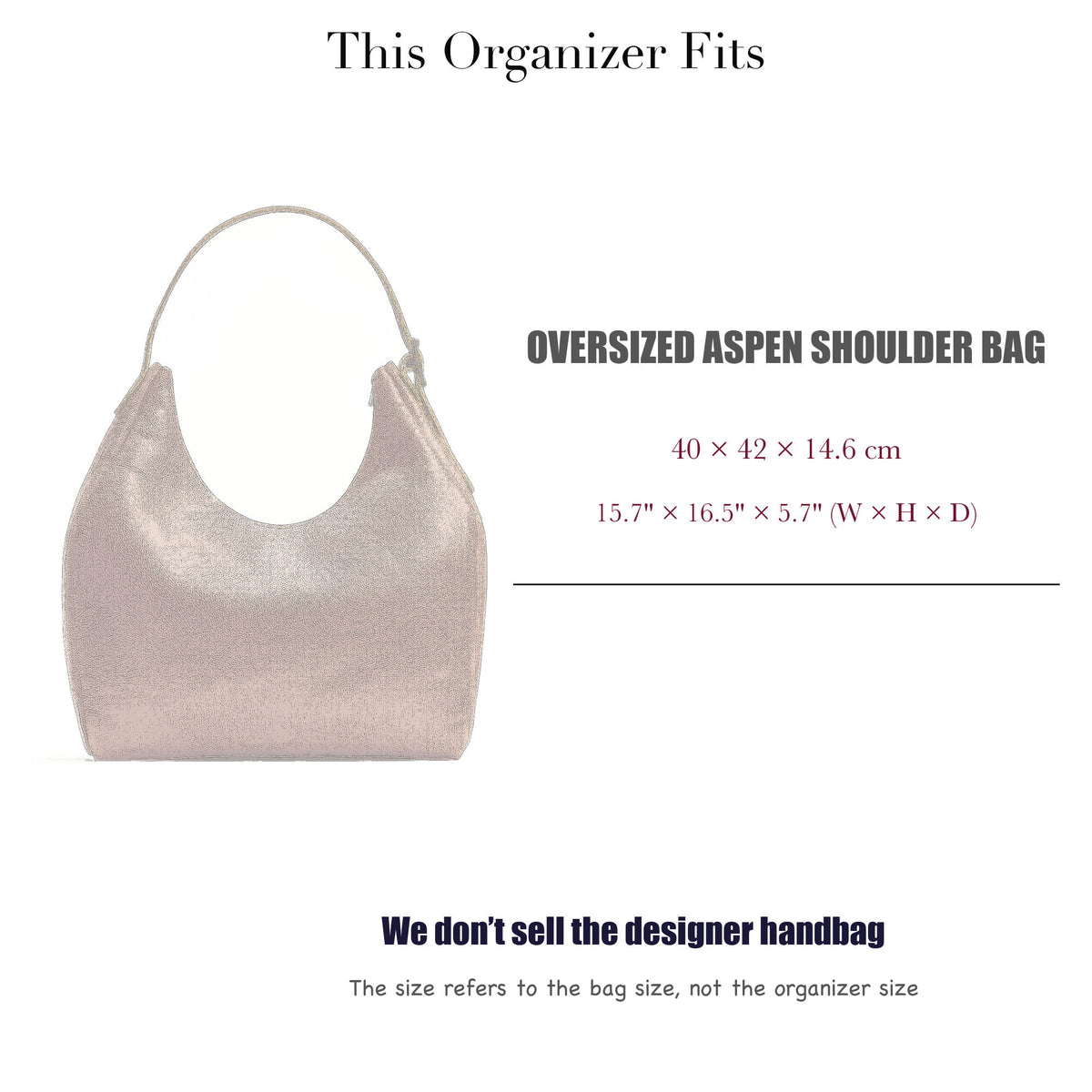 Bag Insert for (Portland Leather Goods, Oversized Aspen Shoulder Bag) Organizer of Felt Fabric