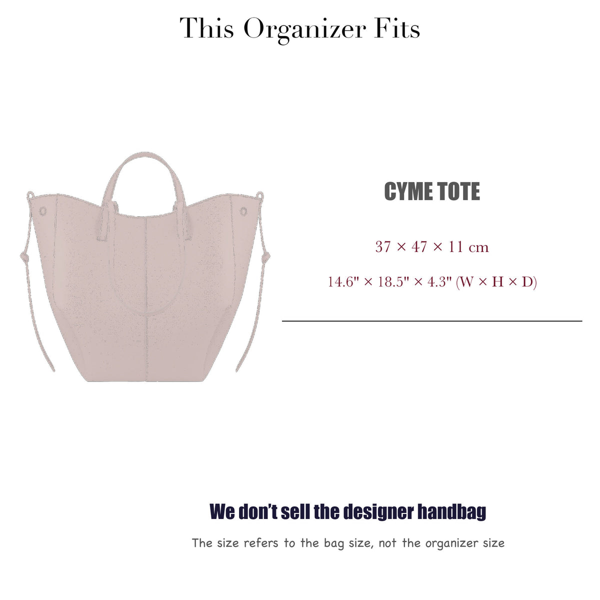 Bag Insert for (Polene, Cyme Tote) Organizer of Felt Fabric