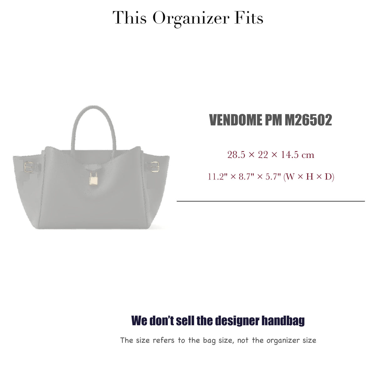 Bag Insert for (LV, Vendome PM M26502) Organizer of Silk Fabric