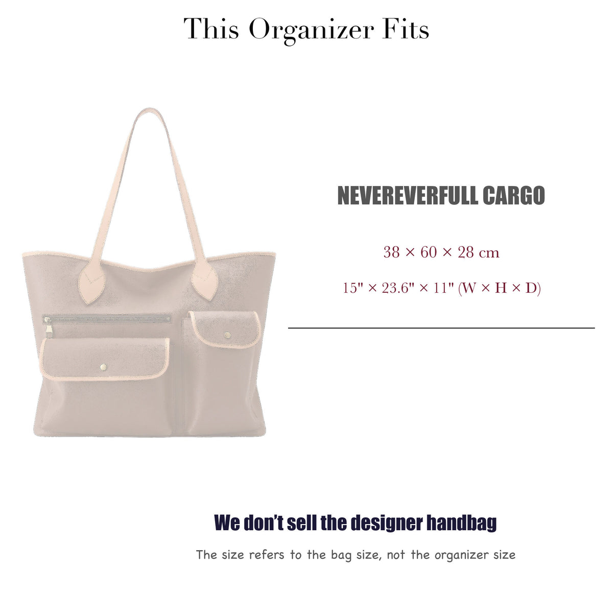 Bag Insert for (LV, Nevereverfull Cargo) Organizer of Nylon Fabric