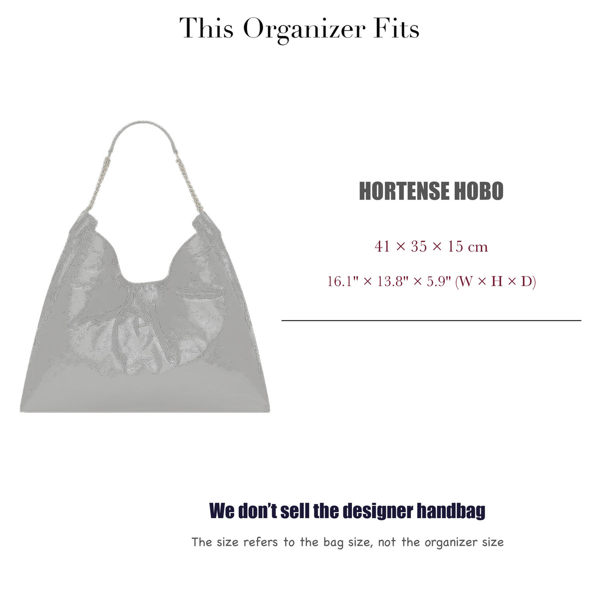Bag Insert for (Saint Laurent (YSL), HORTENSE Hobo) Organizer of Felt Fabric