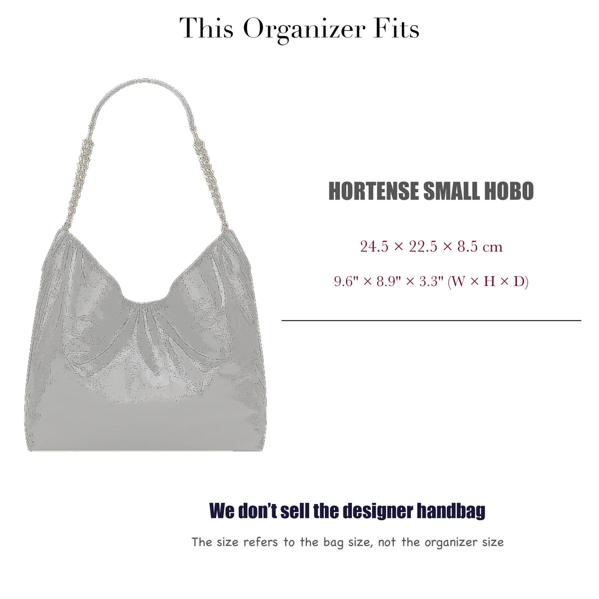Bag Insert for (Saint Laurent (YSL), HORTENSE Small Hobo) Organizer of Silk Fabric