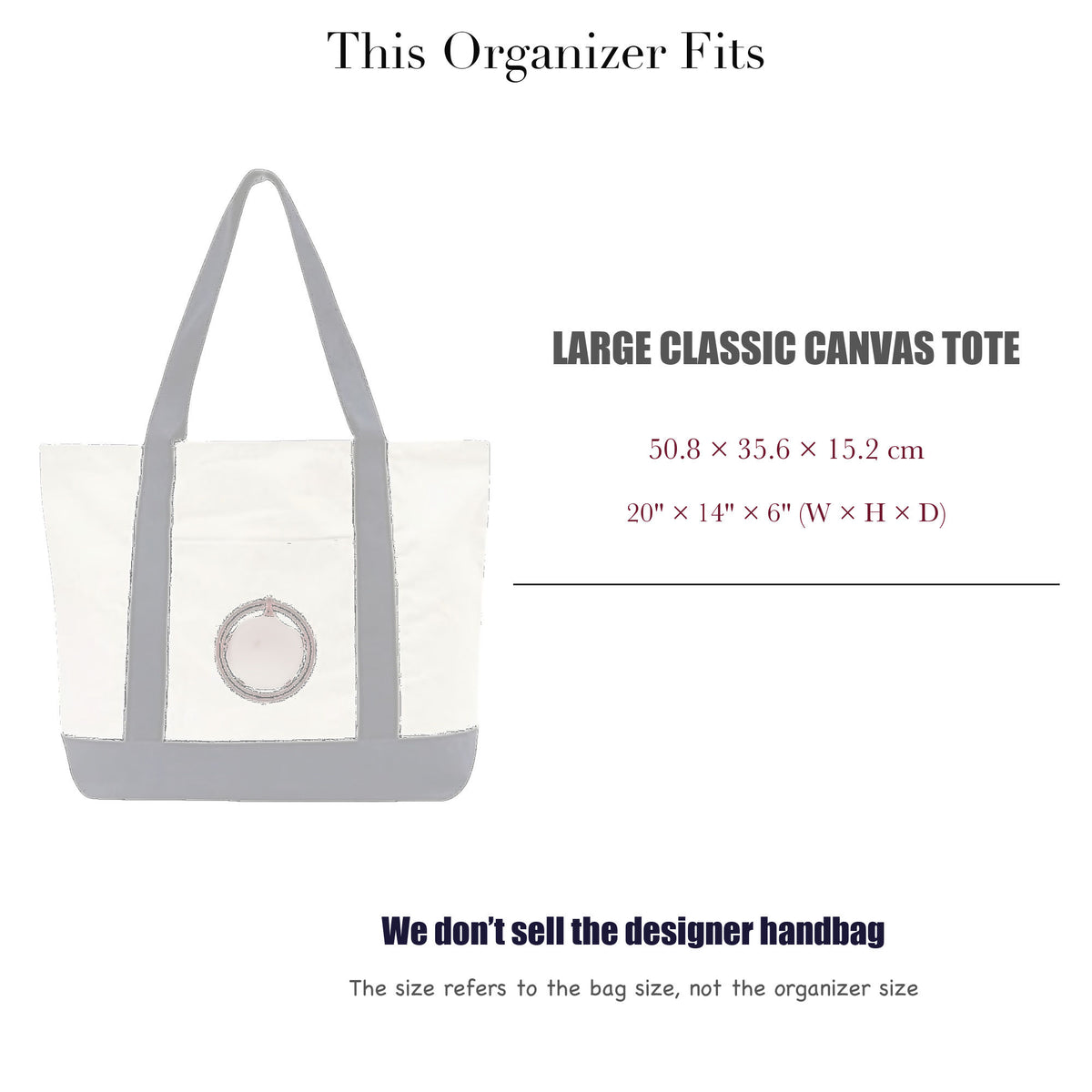 Bag Insert for (Trader Joes, Large Classic Canvas Tote) Organizer of Nylon Fabric