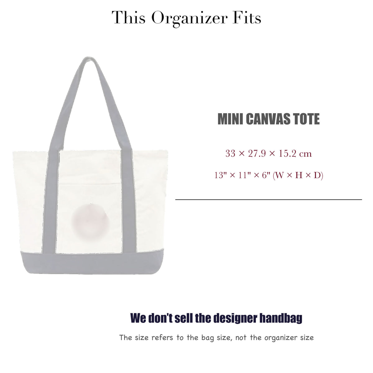 Bag Insert for (Trader Joes, Mini Canvas Tote) Organizer of Felt Fabric