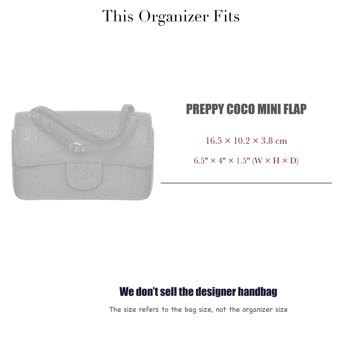 Bag Insert for (Chanel, Preppy Coco Mini Flap) Organizer of Felt Fabric