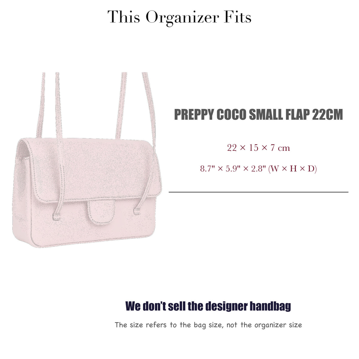 Bag Insert for (Chanel, Preppy Coco Small Flap 22cm) Organizer of Felt Fabric