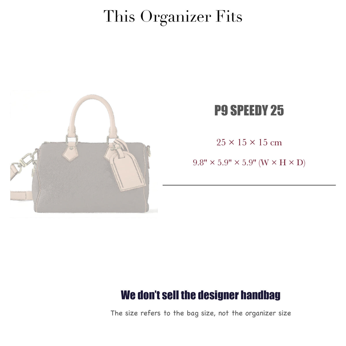Bag Insert for (LV, P9 Speedy 25) Organizer of DupontPaper with Silk Interior