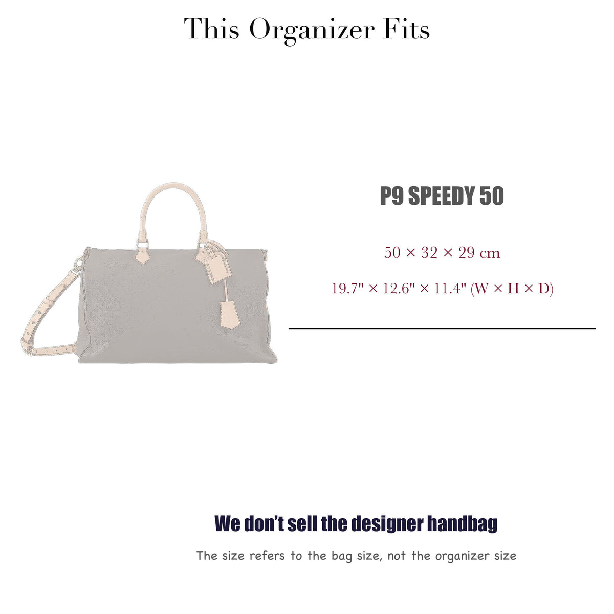 Bag Insert for (LV, P9 Speedy 50) Organizer of DupontPaper with Silk Interior