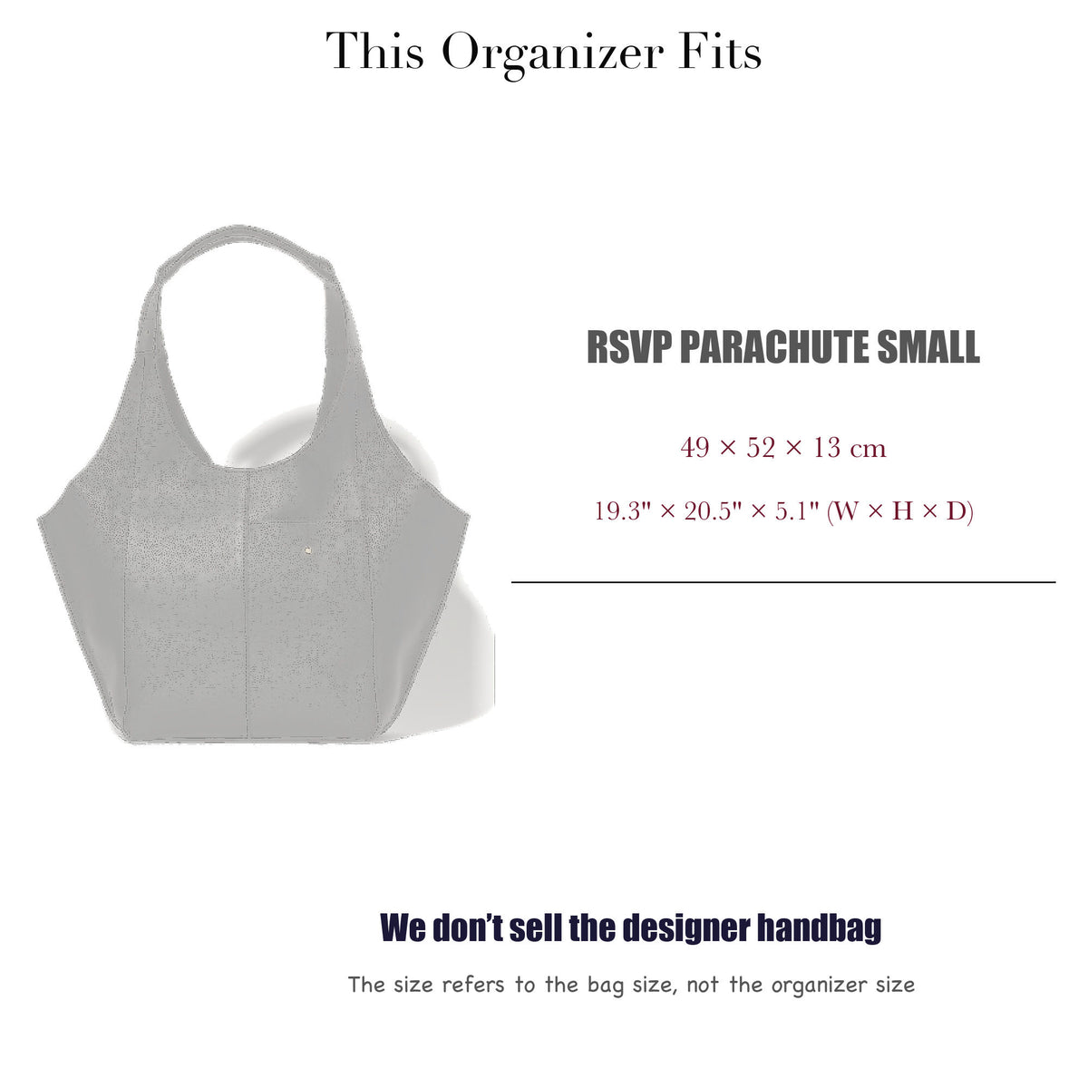 Bag Insert for (RSVP, RSVP Parachute Small) Organizer of Felt Fabric