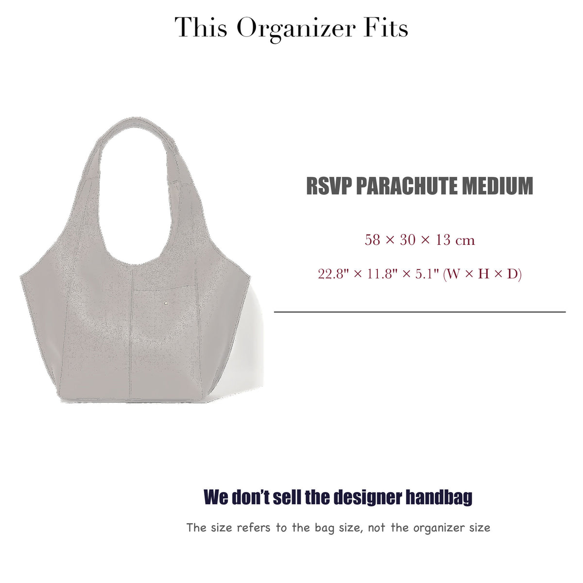 Bag Insert for (RSVP, RSVP Parachute Medium) Organizer of Nylon Fabric