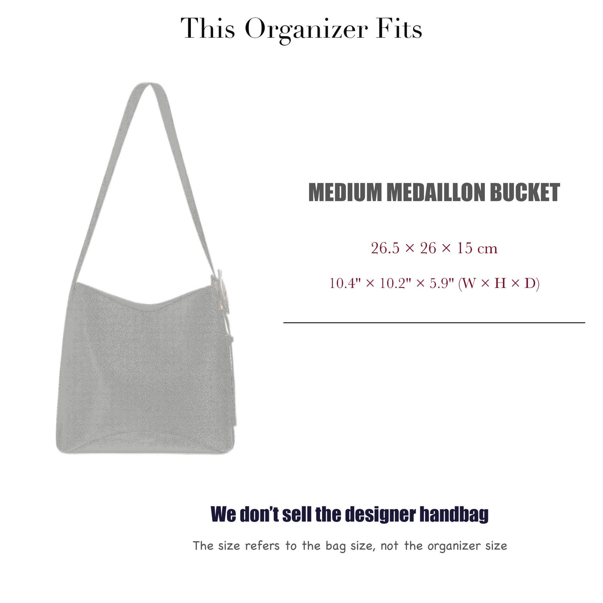 Bag Insert for (Dior, Medium Medaillon Bucket) Organizer of Nylon Fabric