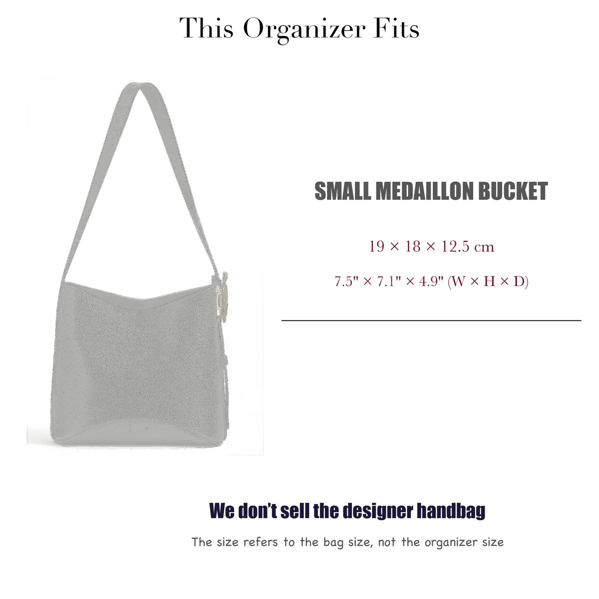 Bag Insert for (Dior, Small Medaillon Bucket) Organizer of Nylon Fabric