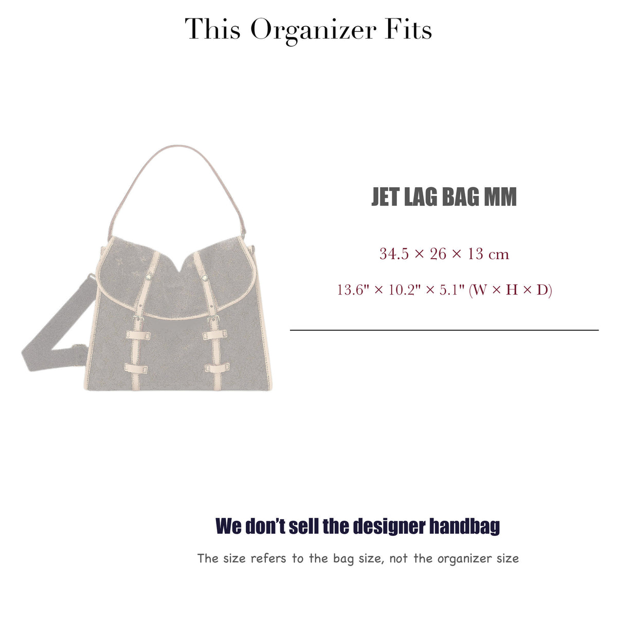 Bag Insert for (LV, Jet Lag Bag MM) Organizer of Felt Fabric