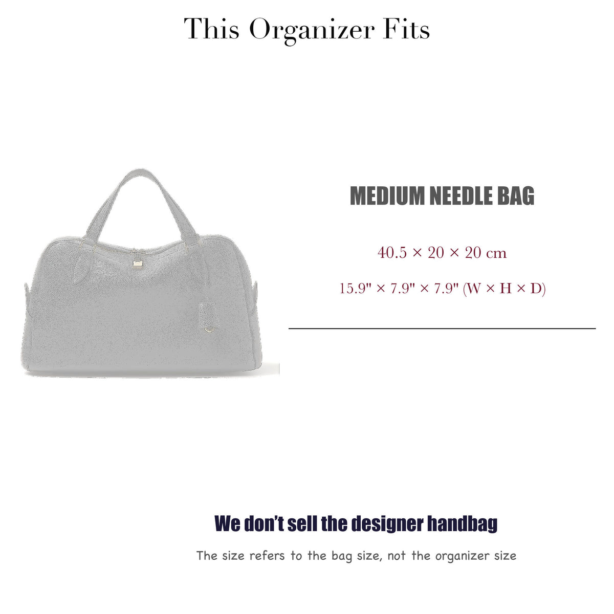 Bag Insert for (Loro Piana, Medium Needle bag) Organizer of Felt Fabric
