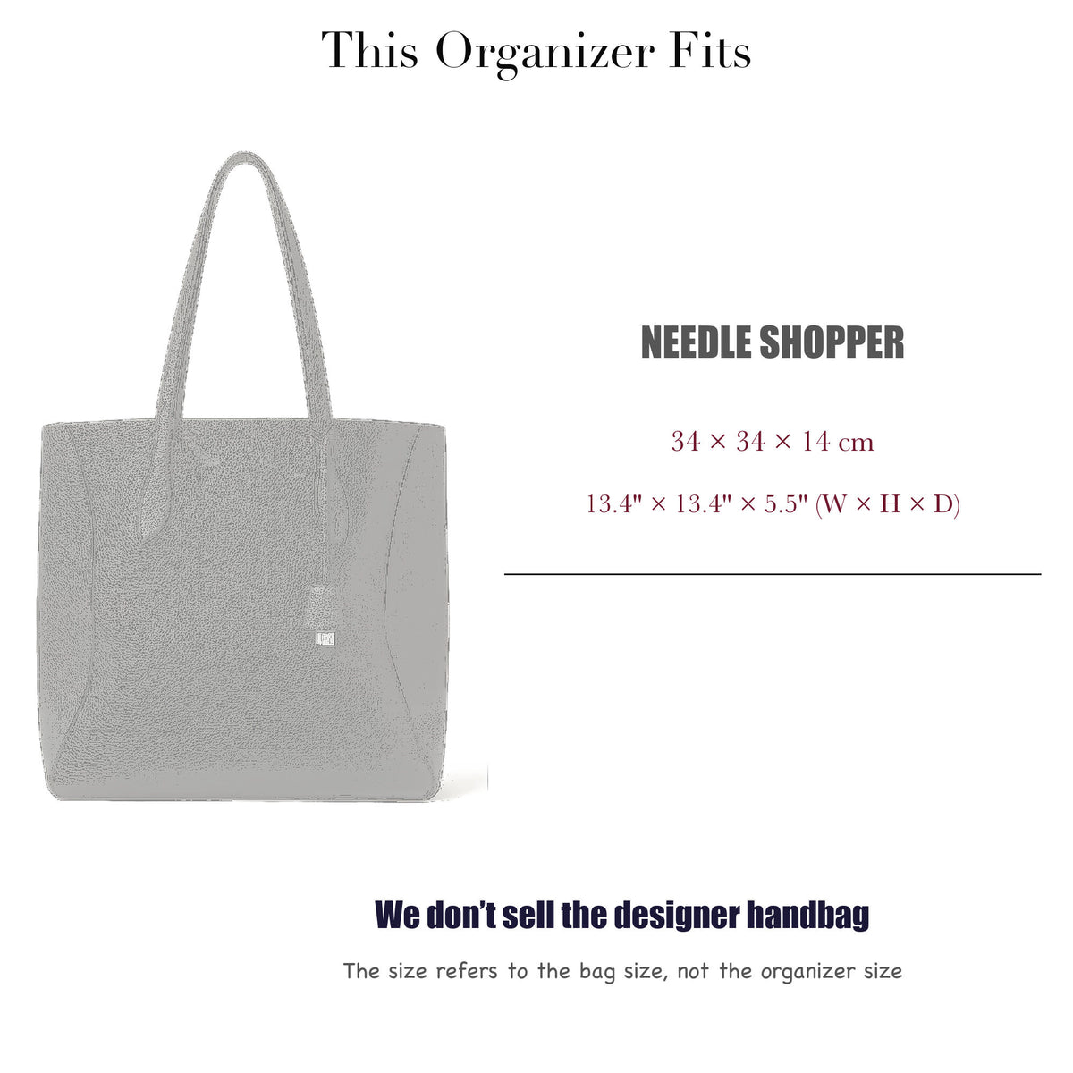 Bag Insert for (Loro Piana, Needle Shopper) Organizer of Felt Fabric