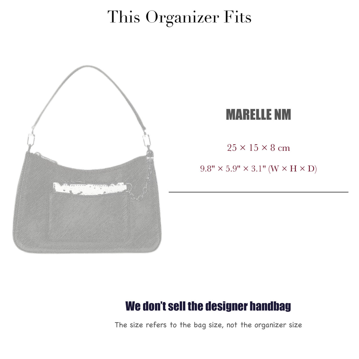 Bag Insert for (LV, Marelle NM) Organizer of Felt Fabric