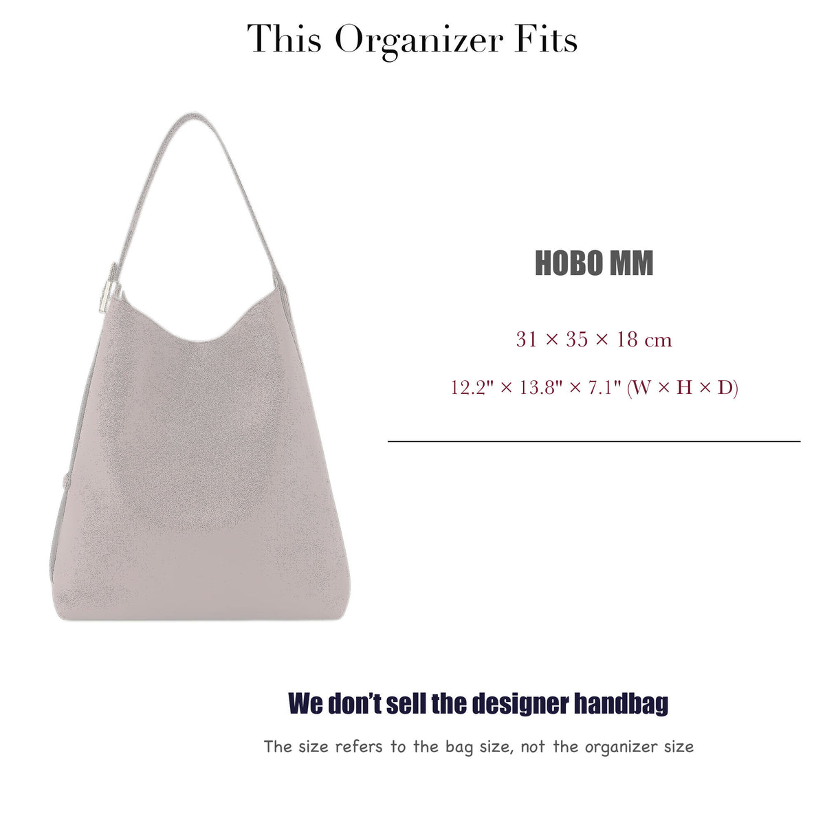 Bag Insert for (LV, Hobo MM) Organizer of Felt Fabric