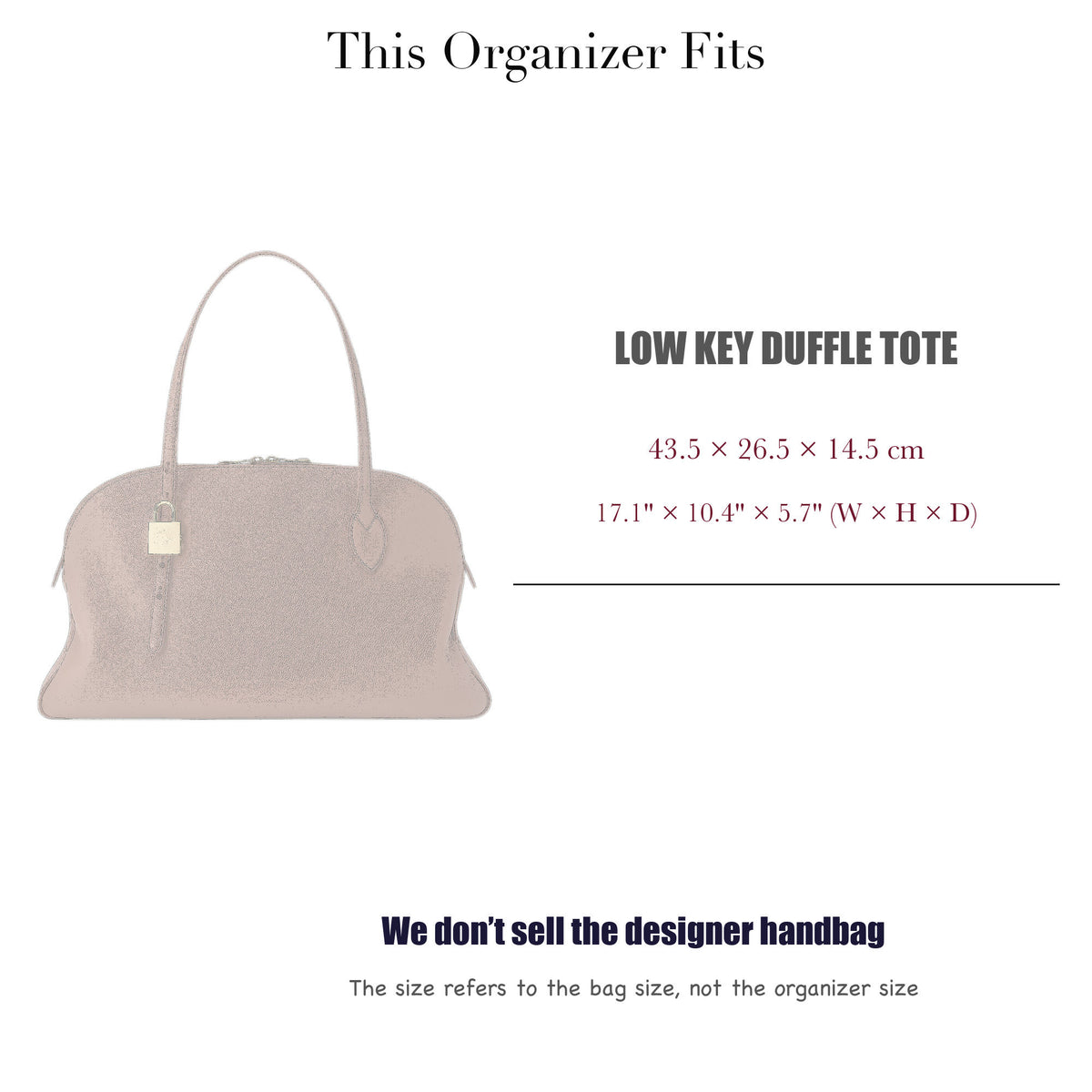 Bag Insert for (LV, Low Key Duffle Tote) Organizer of Silk Fabric