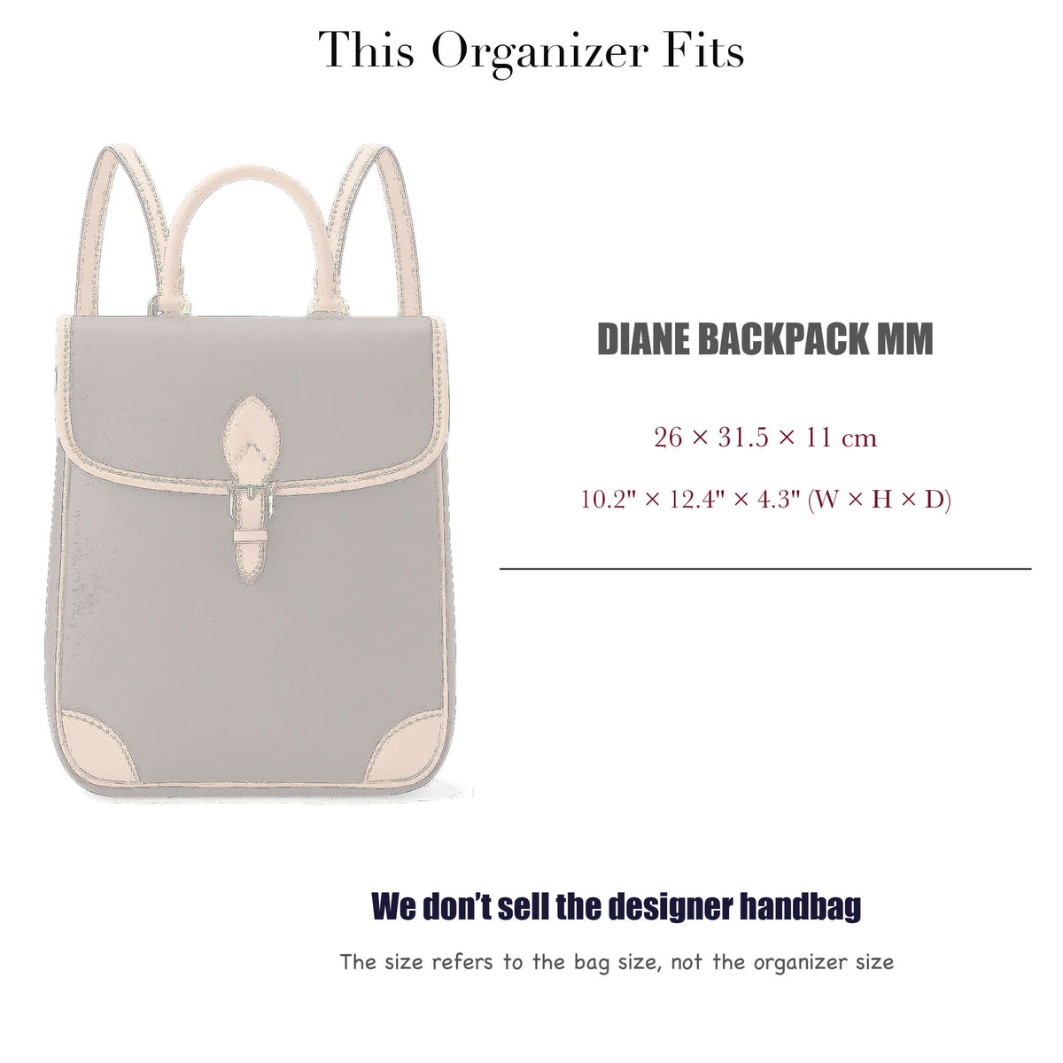 Bag Insert for (LV, Diane Backpack MM) Organizer of Felt Fabric