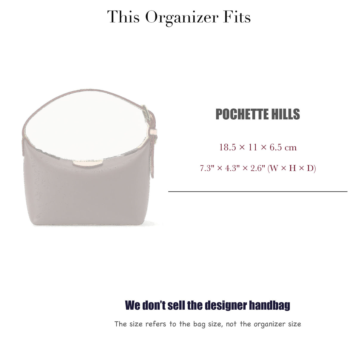 Bag Insert for (LV, Pochette Hills) Organizer of Felt Fabric