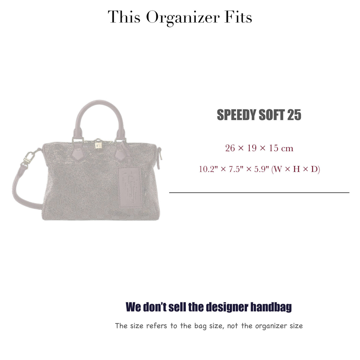 Bag Insert for (LV, Speedy Soft 25) Organizer of Silk Fabric