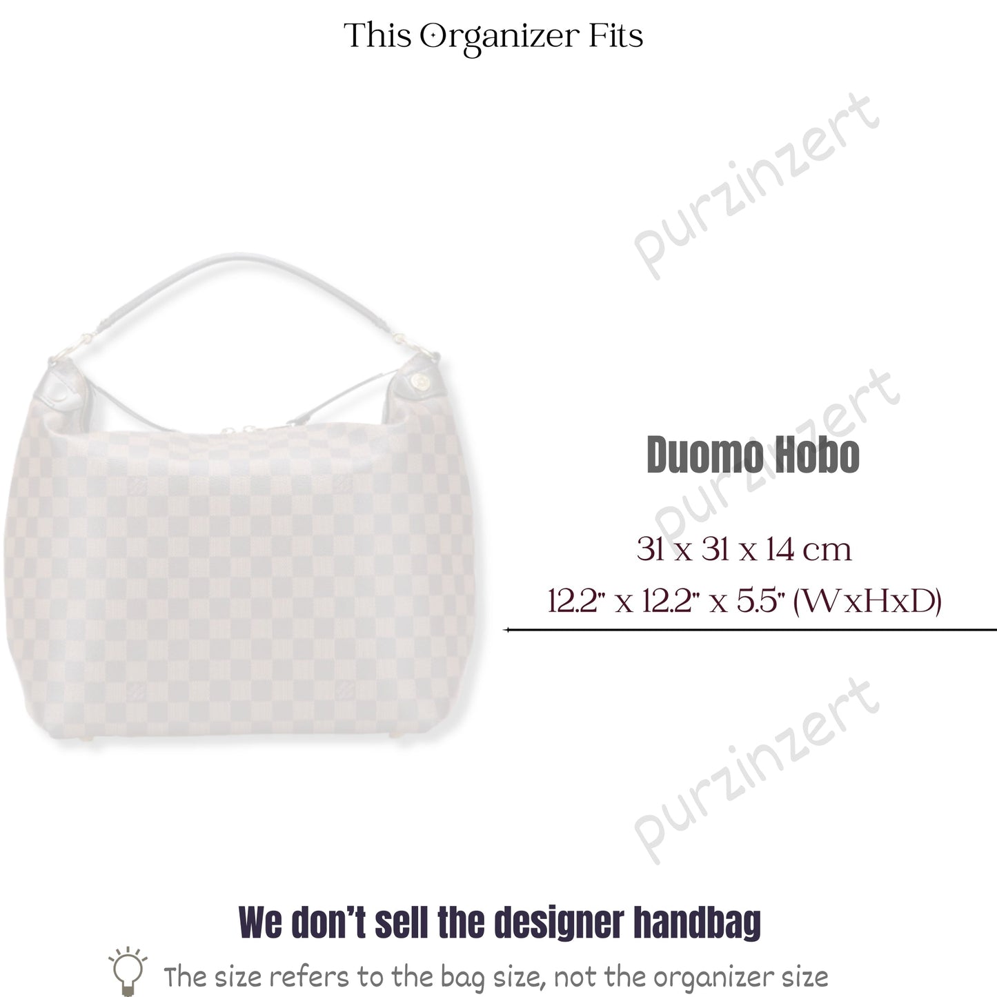 Bag Insert for (LV, Duomo Hobo) Organizer of Felt Fabric