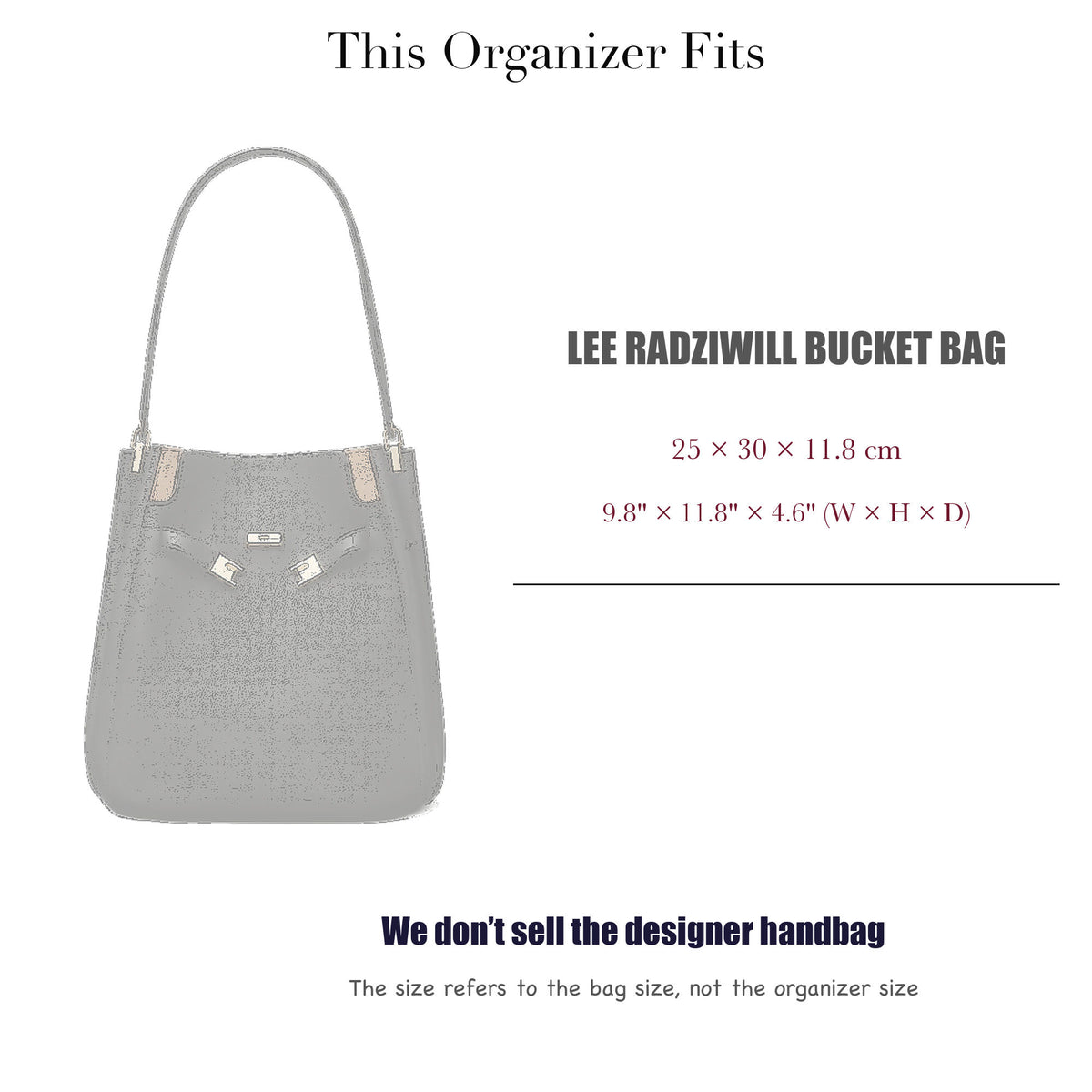 Bag Insert for (Tory Burch, Lee Radziwill Bucket Bag) Organizer of DupontPaper with Silk Interior