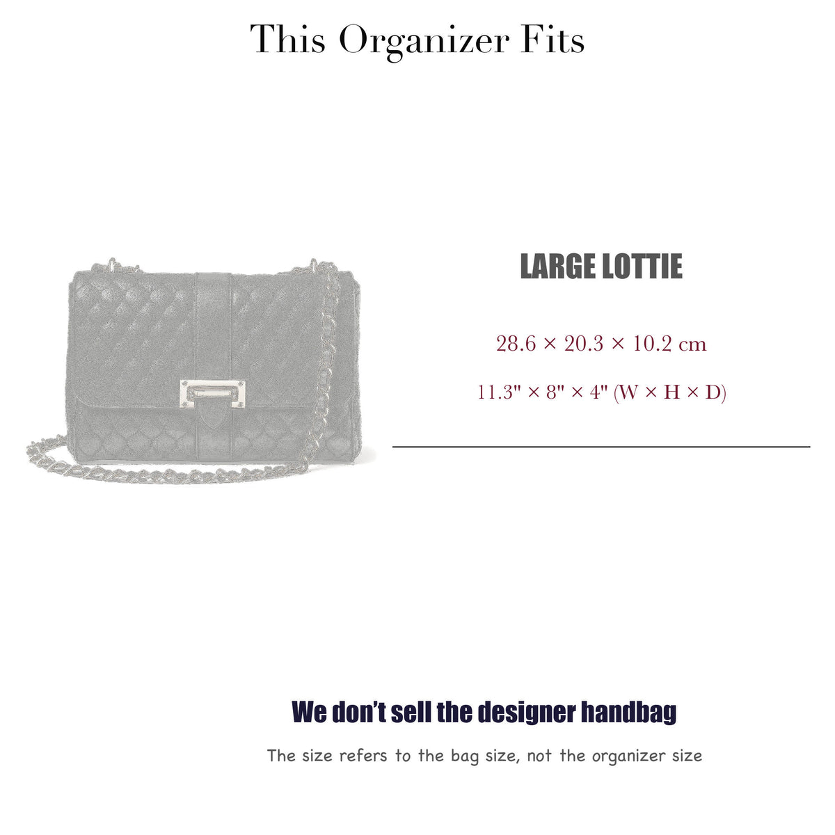 Bag Insert for (Aspinal of London, Large Lottie) Organizer of Silk Fabric