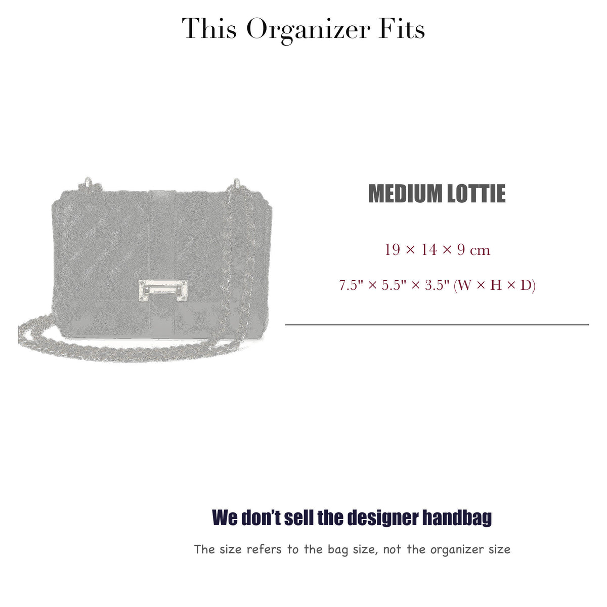 Bag Insert for (Aspinal of London, Medium Lottie) Organizer of Felt Fabric