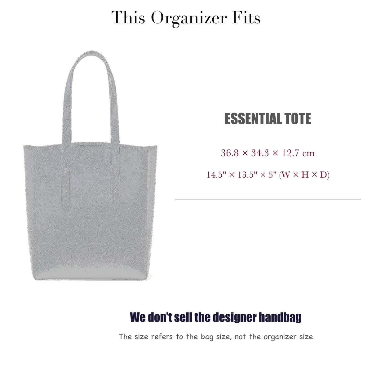 Bag Insert for (Aspinal of London, Essential Tote) Organizer of Felt Fabric